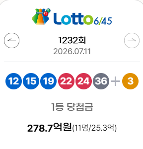 제<b>1233회 로또 당첨번호</b> 조회 |  1등 2등 3등 4등 5등 당첨... 
