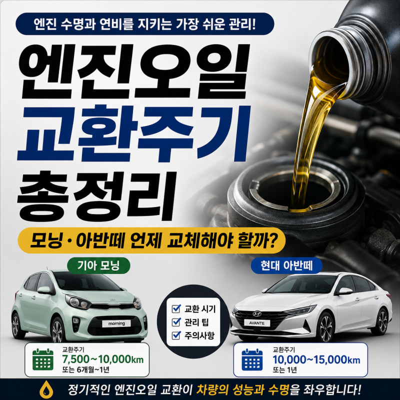 엔진오일 교환주기｜모닝·아반떼 언제 교체해야 할까?