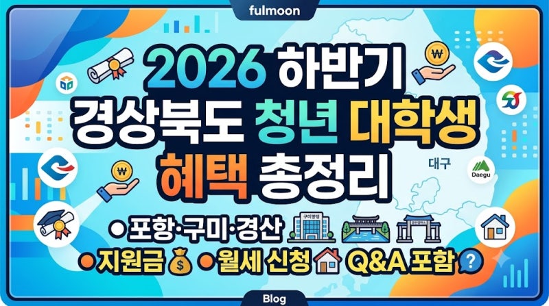 2026 하반기 경상북도 청년 대학생 혜택 총정리 (포항, 구미, 경산 지원금 및 월세 신청)