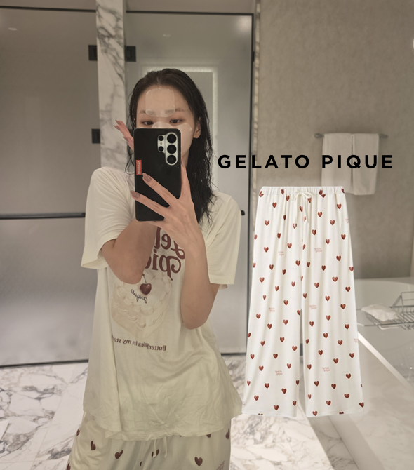 LE SSERAFIM Kim Chaewon's Weverse Fashion: Gelato Pique Short-Sleeve & Pajama Pants (Summer Cooling Pajama Brand)