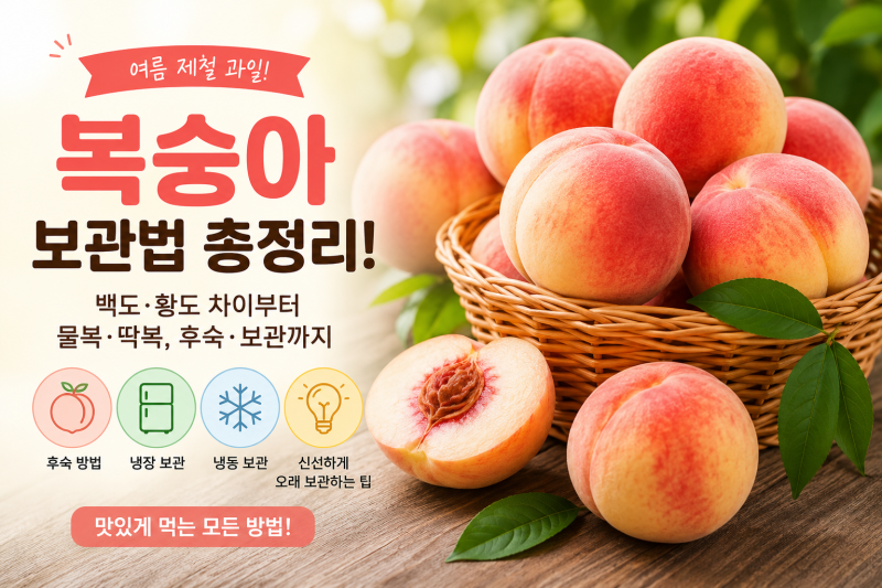 복숭아 보관법 총정리! 백도·황도 차이부터 물복·딱복, 후숙까지