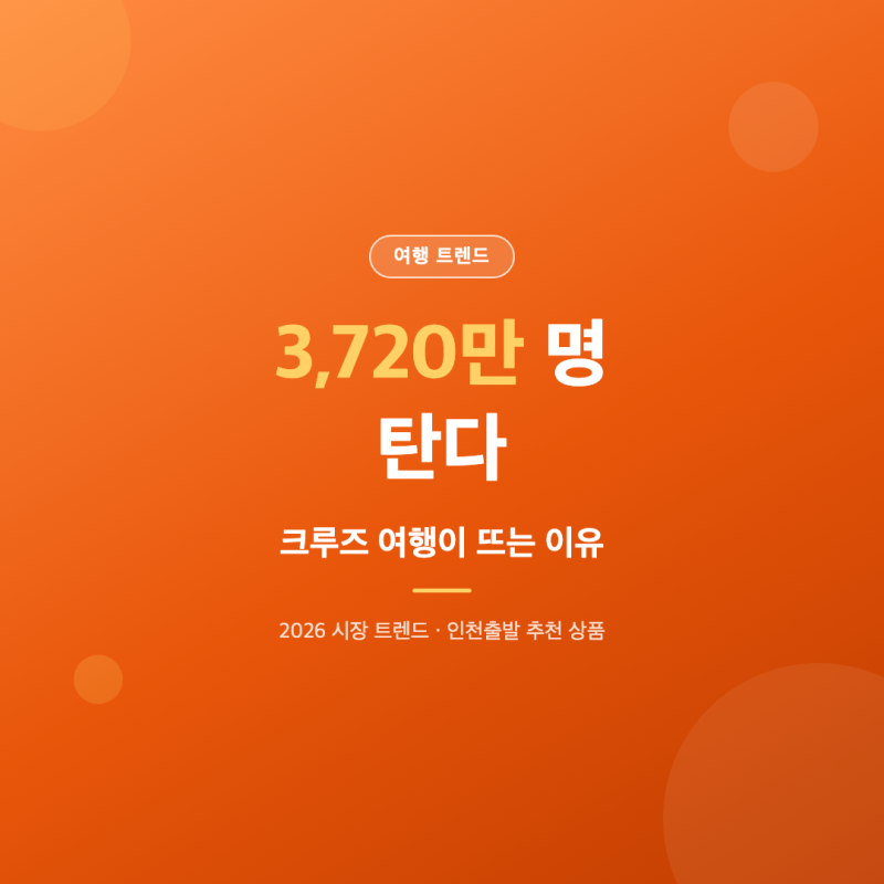 크루즈 여행이 2026년에 뜨는 이유는?