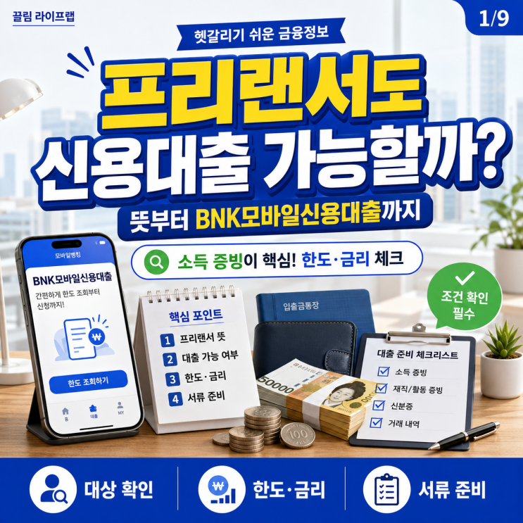 프리랜서 뜻과 프리랜서 신용 <b>대출</b> 상품 금리 한도