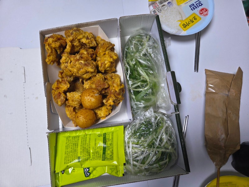 남은 후라이드치킨으로 치킨마요덮밥 만들기