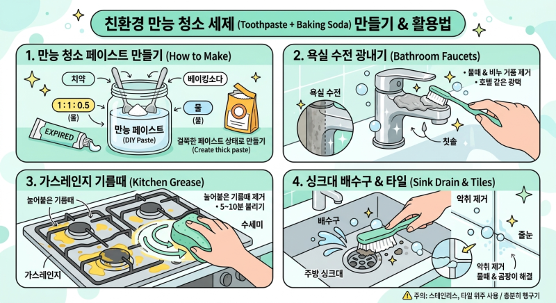 [살림꿀팁] 치약과 베이킹소다가 만나면? 집안 묵은 때 박멸하는 만능 세제 만들기