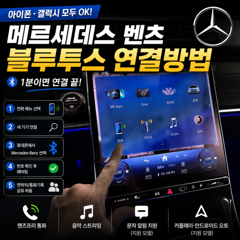 벤츠 블루투스 연결방법 | 아이폰·갤럭시 1분이면 끝! 구형·신형 모두 총정리 [벤츠 분당 정....