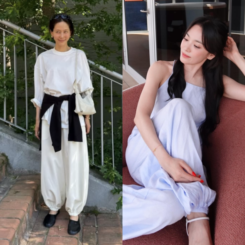 알라딘 바지 유행 이유, 송혜교 김나영 하렘팬츠 코디 보니 알겠다