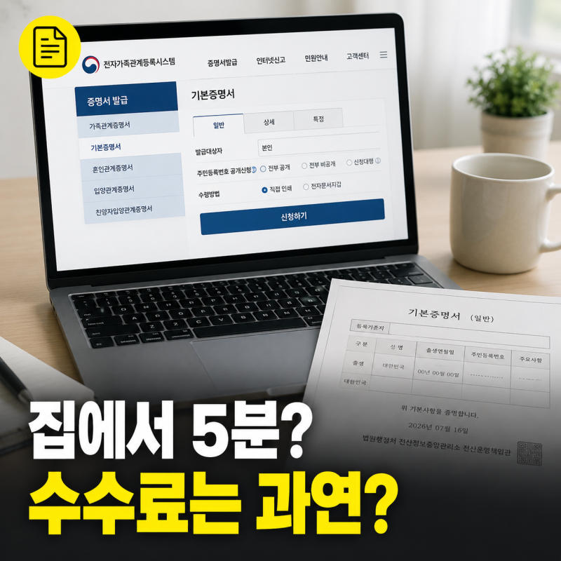 기본증명서 인터넷발급 신청 방법 준비물 비용