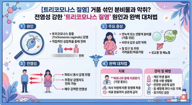 [트리코모나스 질염] 거품 섞인 분비물과 악취? 전염성 강한 '트리코모나스 질염' 원인과 완....
