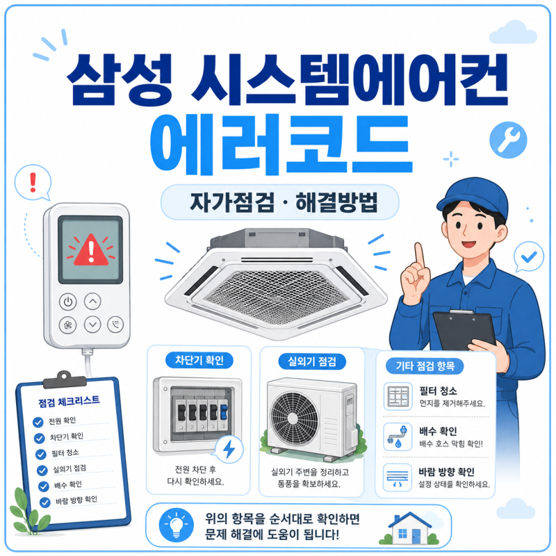 삼성 시스템에어컨 에러코드, 자가점검 및 해결방법