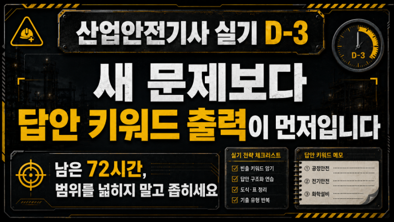 산업안전기사 실기 D-3｜새 모의고사보다 답안 키워드 출력이 먼저인 이유