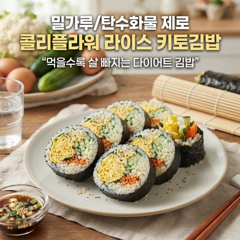 맛있는 저탄고지 식단: 밀가루 없는 '콜리플라워 라이스 김밥' 레시피