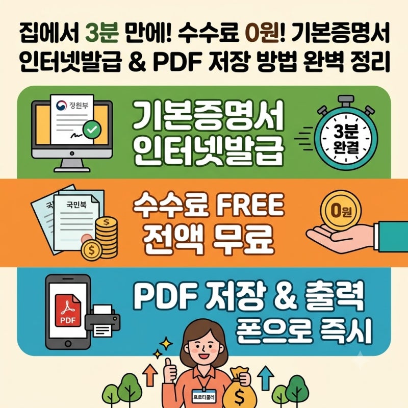 기본증명서 인터넷발급 3분 만에 무료로 PDF 저장까지 끝내는 법