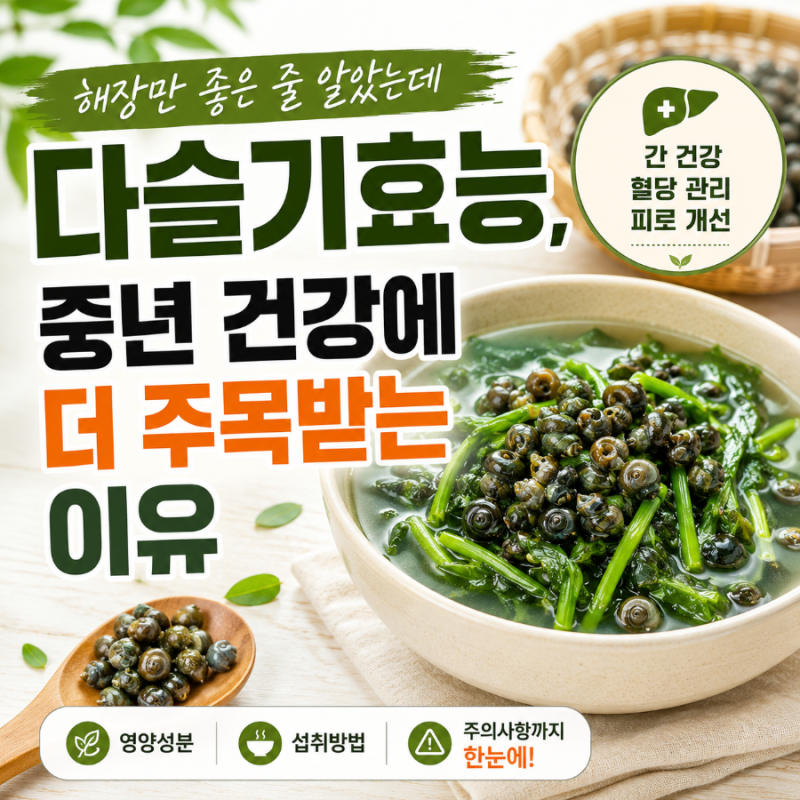 다슬기효능, 해장만 좋은 줄 알았는데 중년 건강에 더 주목받는 이유