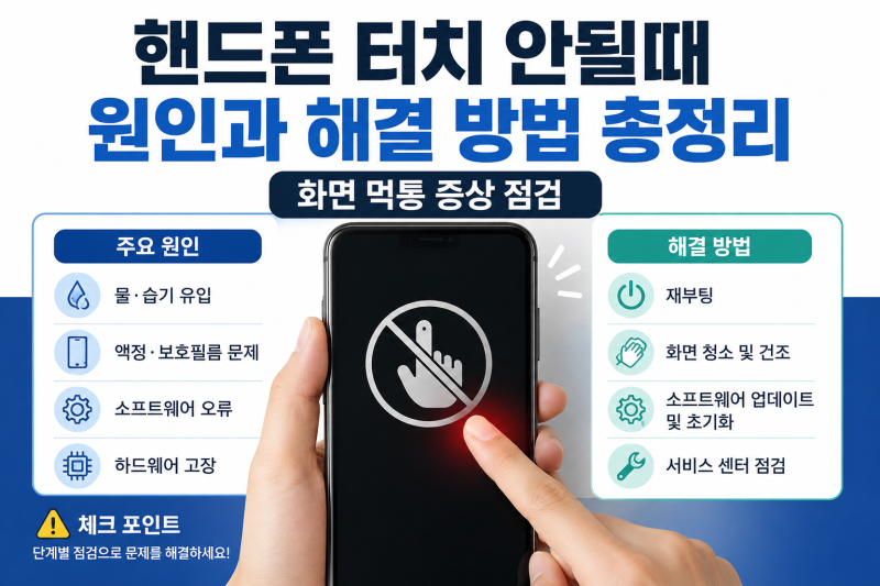 핸드폰 터치 안될 때 원인과 해결 방법 총정리｜화면 먹통 증상 점검