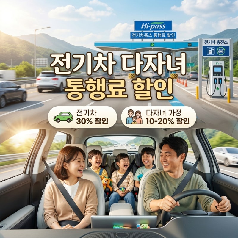 다자녀 고속도로 할인 전기차, 통행료 감면 중복 여부와 하이패스 등록방법 정리