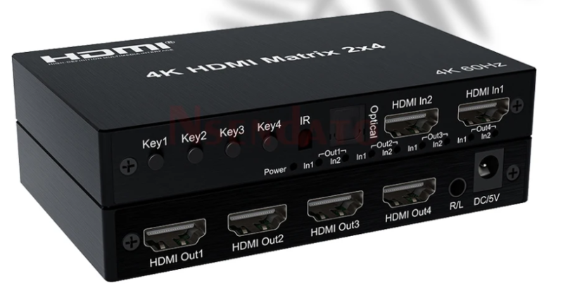 4K 60Hz HDMI 매트릭스 2x4 선택 분배기! 2대의 입력을 4대의 디스플레이로 자유롭게 전환