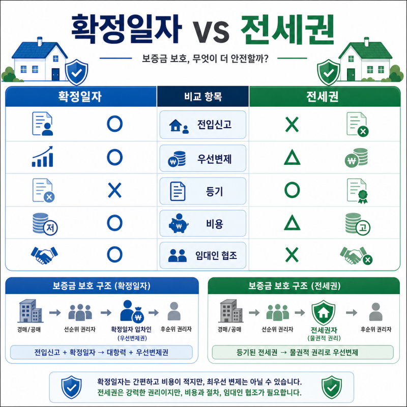 전세권 설정 확정일자 차이, 보증금 지키는 우선순위