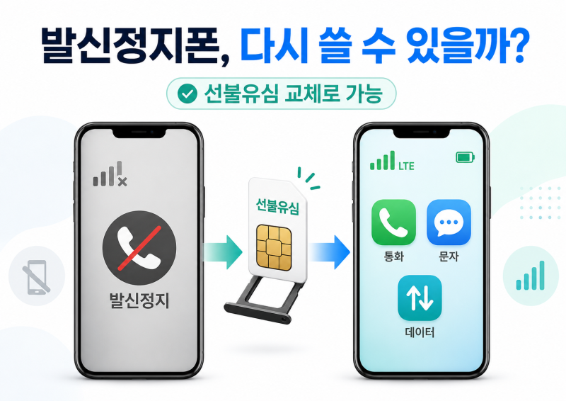 발신정지 휴대폰에 선불유심을 넣으면 다시 쓸 수 있을까