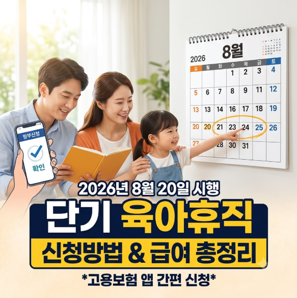 26년 8월 육아휴직 신청방법 최종정리(+개정사항, 급여, 분할사용)