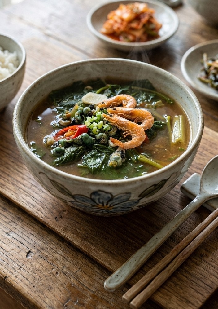 구수한 여름 보양식, 다슬기 아욱 된장국(올갱이국) 맛있게 끓이기