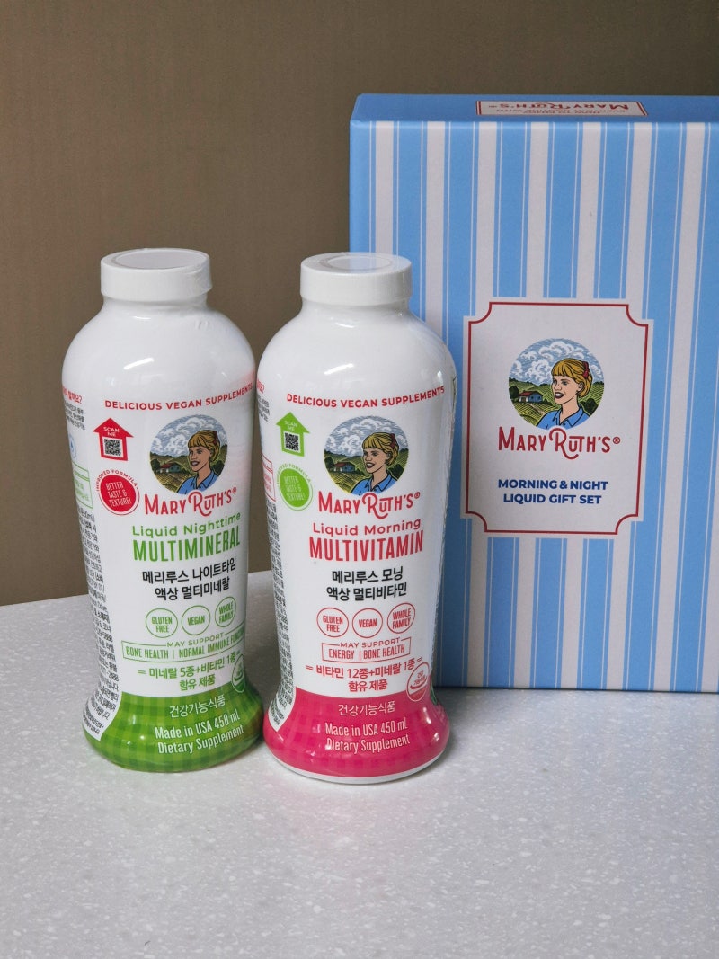 아침저녁 루틴 완성! 메리루스 모닝 액상 멀티비타민 & 나이트타임 액상 멀티미네랄 450ml 솔....