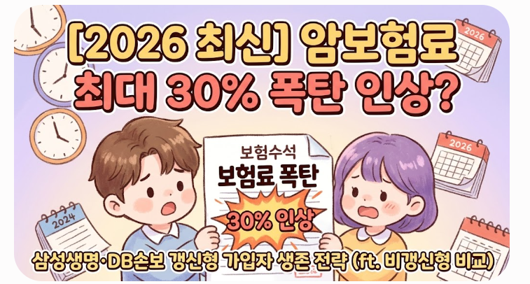 [2026 최신] 암보험료 최대 30% 폭탄 인상? 삼성생명·DB손보 갱신형 가입자 생존 전략 (ft. 비갱....