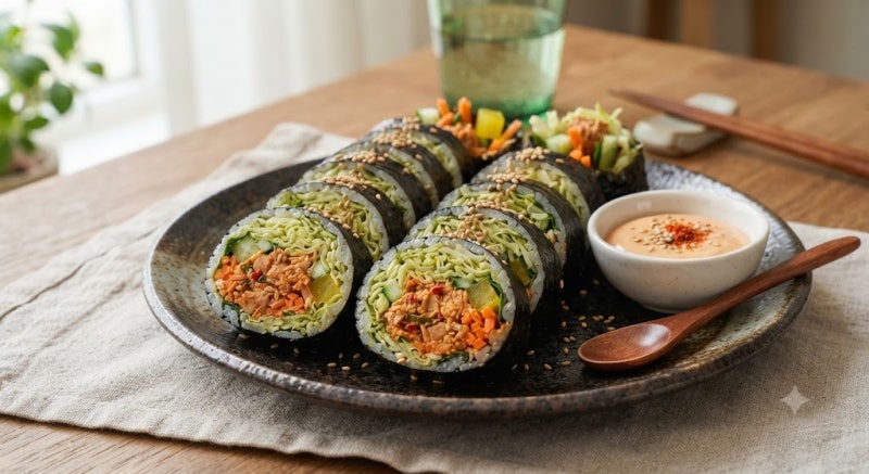 밥없는 다이어트김밥 양배추 고추참치 김밥 만드는법