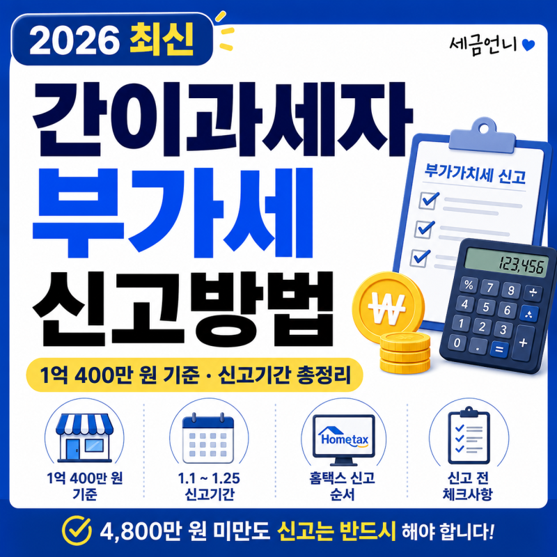 2026 간이과세자 부가세 신고방법｜1억 400만 원 기준·신고기간·홈택스 신고 총정리