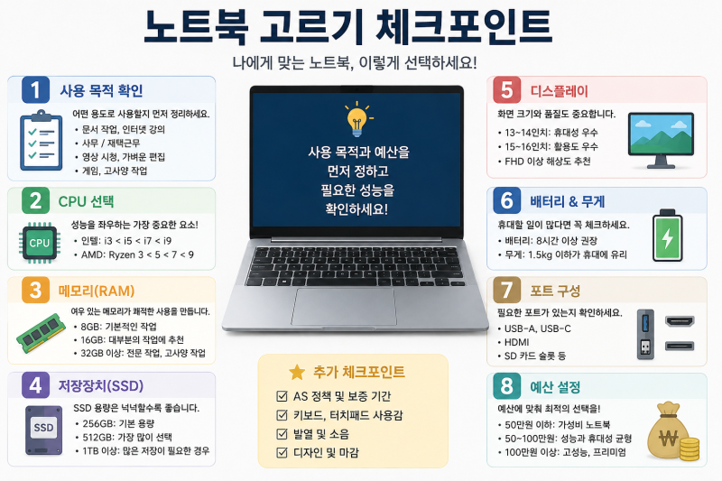 100만원 이하 가성비 노트북 추천 TOP 7 | 학생·사무용 추천 (2026)