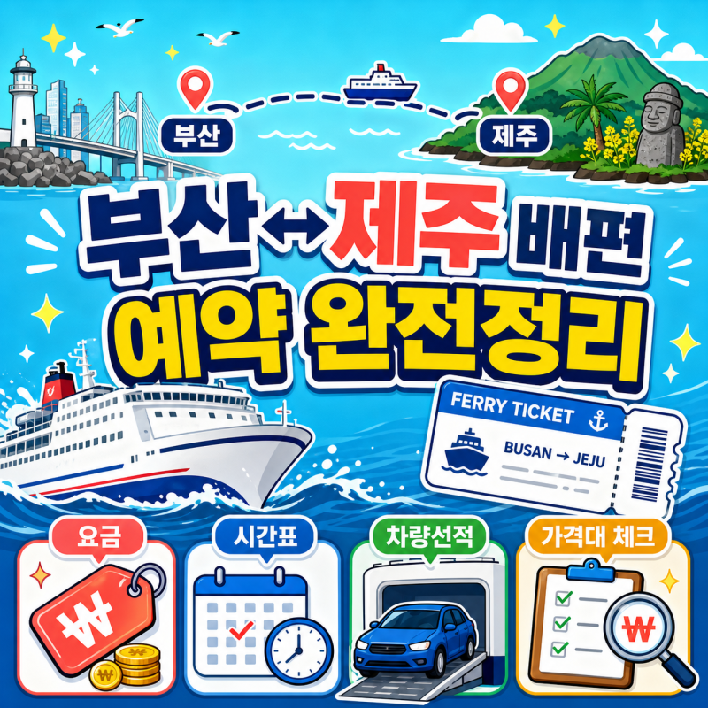 부산 제주도 배편 직항 운항 여부와 차량 선적 요금