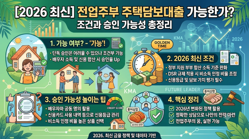 전업주부도 주택담보대출 가능한가?｜2026 최신 조건과 승인 가능성 총정리