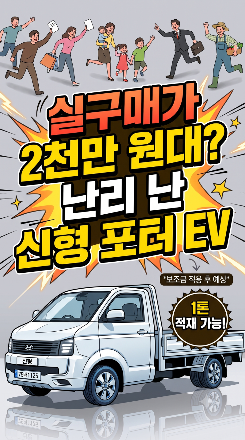 난리 난 신형 포터 EV?실구매가 2천만 원대 실화?!(300km 주행, 복륜, 1톤 적재)