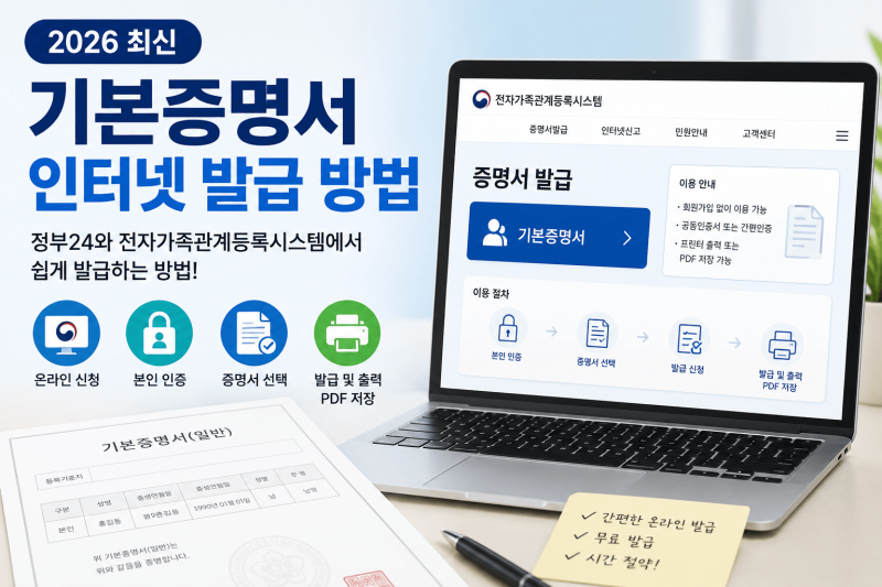 기본증명서 인터넷 발급 방법｜정부24와 전자가족관계등록시스템에서 쉽게 발급하는 방법 (2....