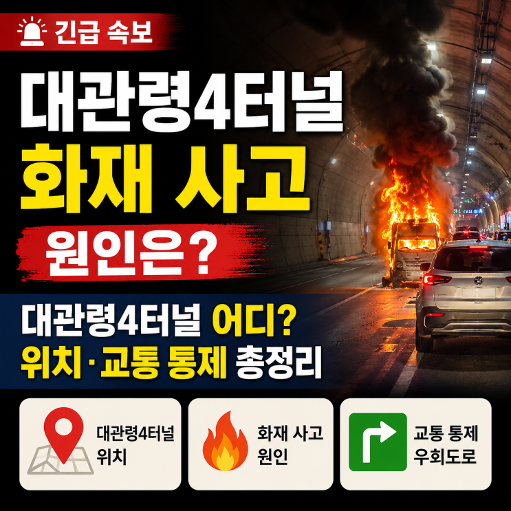 <b>대관령4터널 화재</b> 사고 원인은? 대관령4터널 어디 위치·교통... 