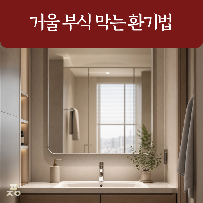 욕실 거울 수납장 가장자리 검게 변하는 이유와 해결방법