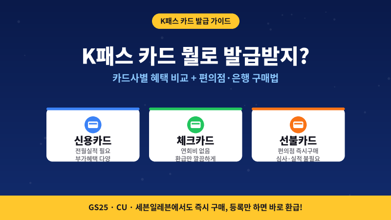 K패스 카드 뭘로 발급받지? 카드사별 혜택 비교부터 편의점 구매법까지 총정리