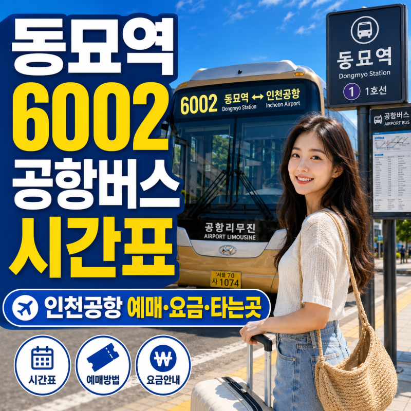 동묘역 6002 공항버스 시간표｜인천공항 예매·요금·타는곳