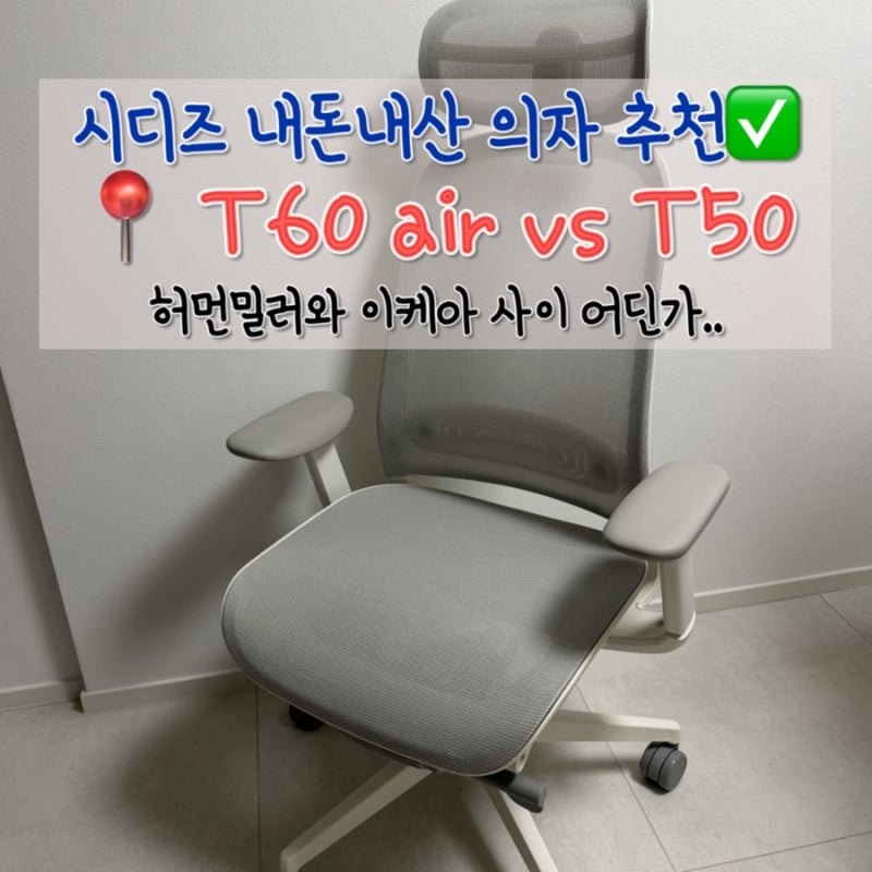 시디즈 T60 에어 후기, 국민의자 T50 vs T60 비교, 코스트코 시디즈 T50도 같을까?