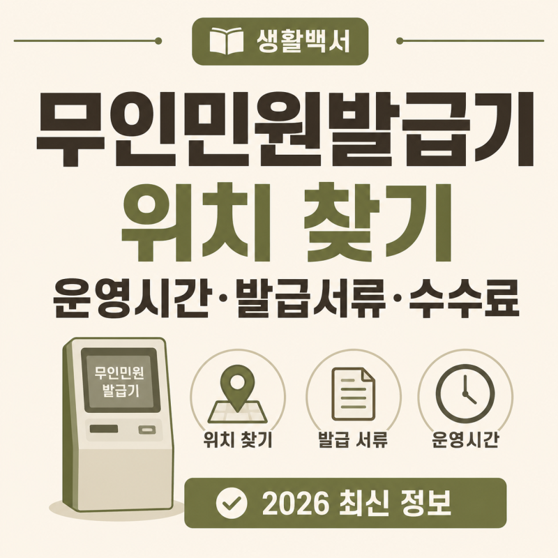무인민원발급기 위치 찾기｜운영시간·발급 가능 서류·수수료 확인 방법 (2026 최신)
