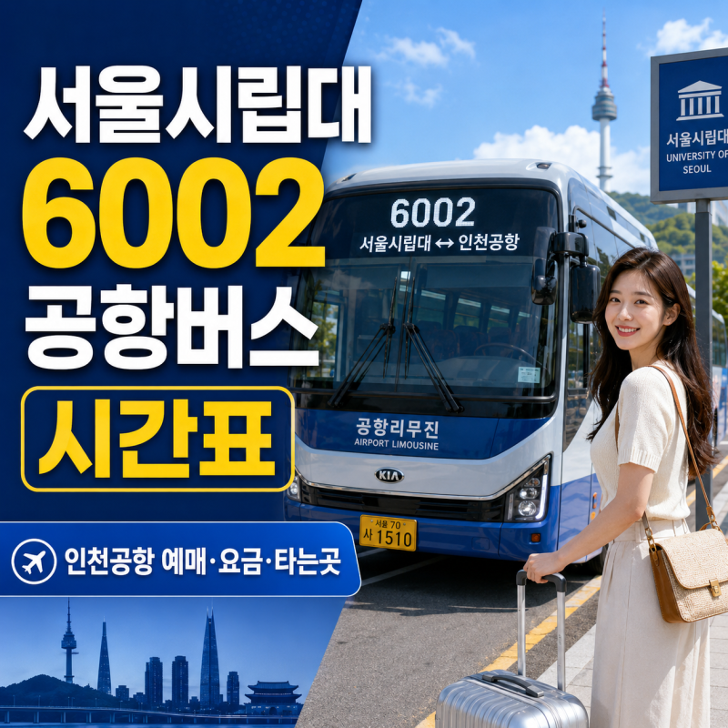 서울시립대 6002 공항버스 시간표｜인천공항 예매·요금·타는곳