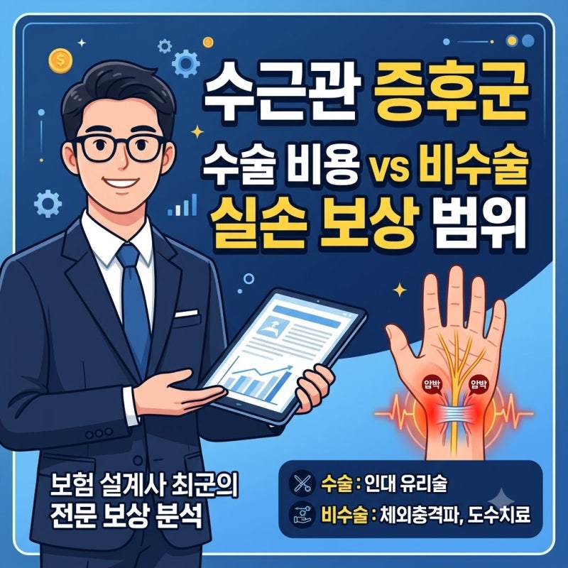 수근관 증후군 수술 비용 비교 및 체외충격파 비수술 치료 실손 보상 범위