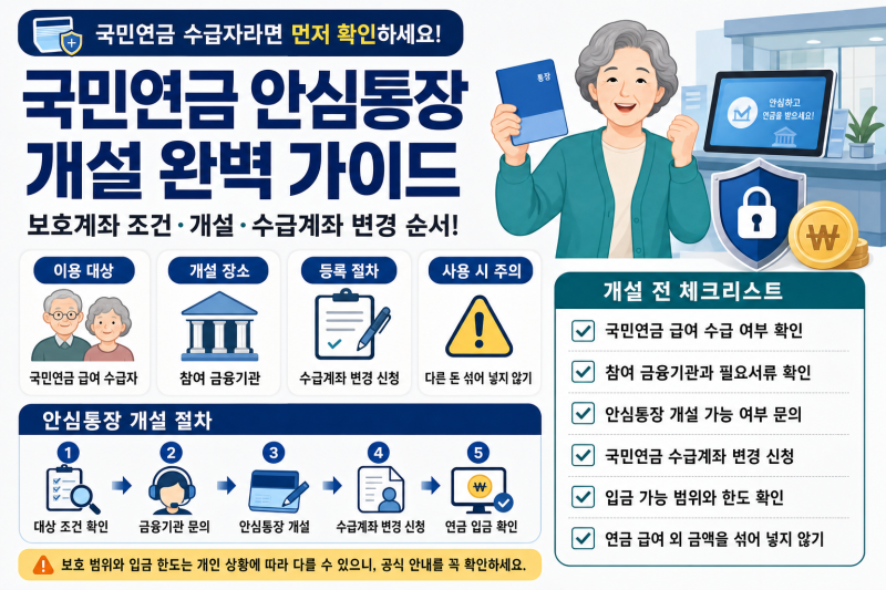 국민연금 안심통장 개설 방법 2026｜압류 걱정 줄이는 보호계좌 확인 절차