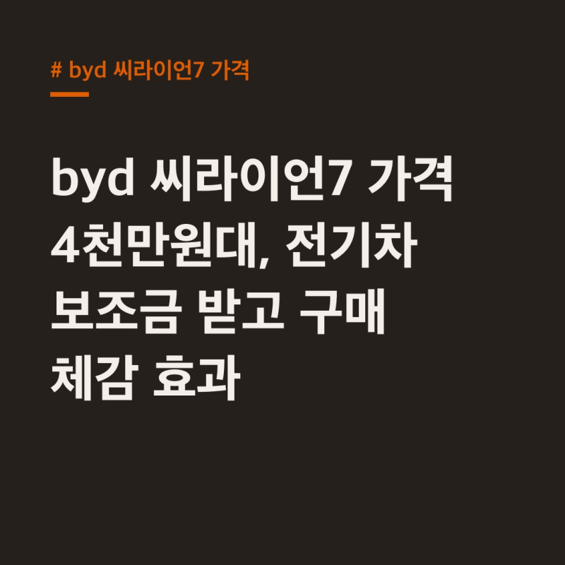 byd 씨라이언7 가격 4천만원대, 전기차 보조금 받고 구매 체감 효과