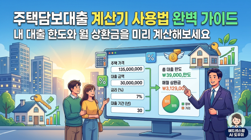 주택담보대출 계산기 사용법 완벽 가이드｜내 대출 한도와 월 상환금을 미리 계산해보세요