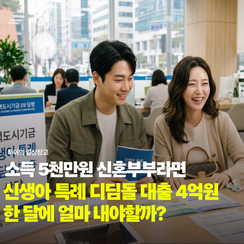소득 5천만원 신혼부부 신생아 특례 디딤돌대출, 4억원 최대한도로 빌리면 한 달에 얼마 낼까....