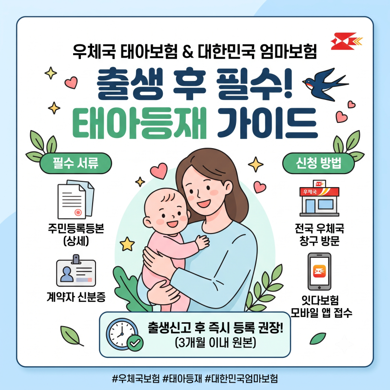 우체국보험 태아등재 서류 및 온라인 모바일 신청 방법