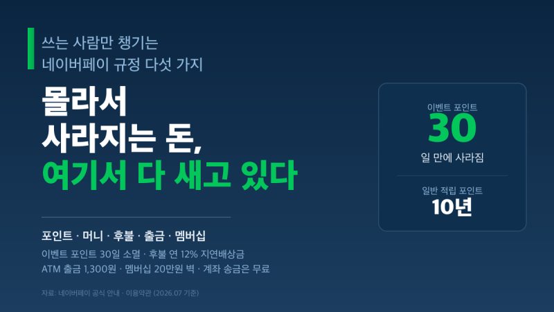 네이버페이 쓰는 사람이 몰라서 손해보는 규정 5가지 — 포인트·머니·후불·출금·멤버십 5....