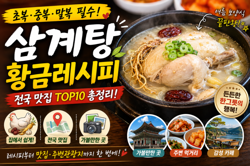 2026 초복·중복·말복 보양식! 집에서 만드는 삼계탕 황금레시피 & 전국 삼계탕 맛집