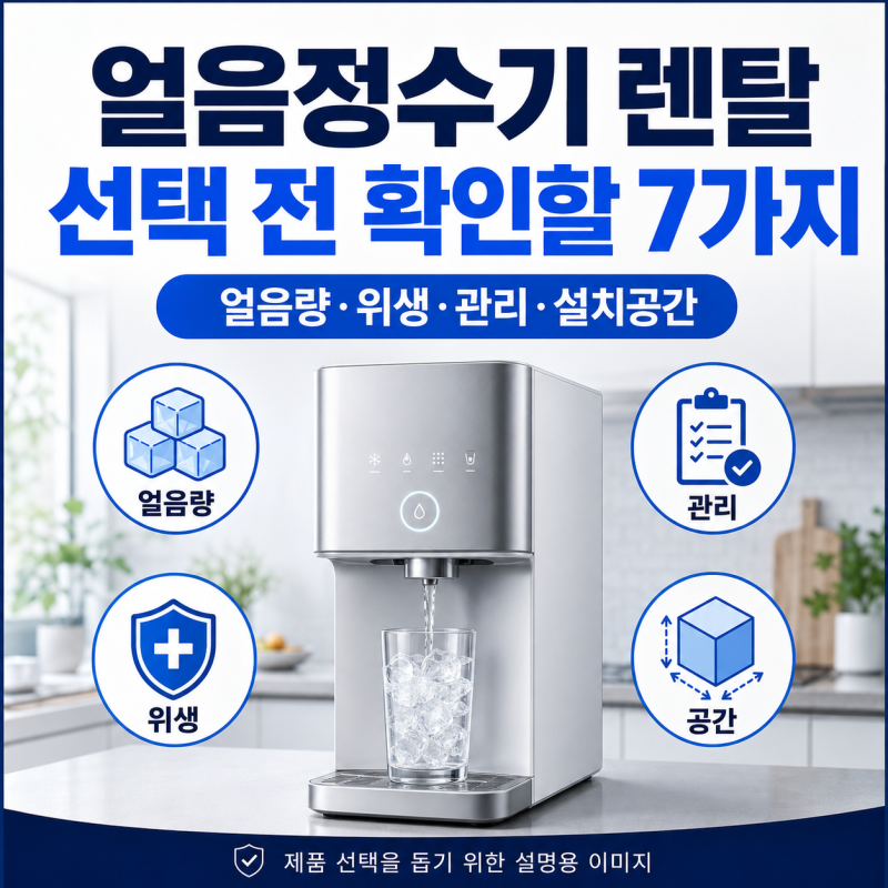 얼음정수기 렌탈 추천 전 확인할 7가지｜얼음량·위생·관리·설치공간